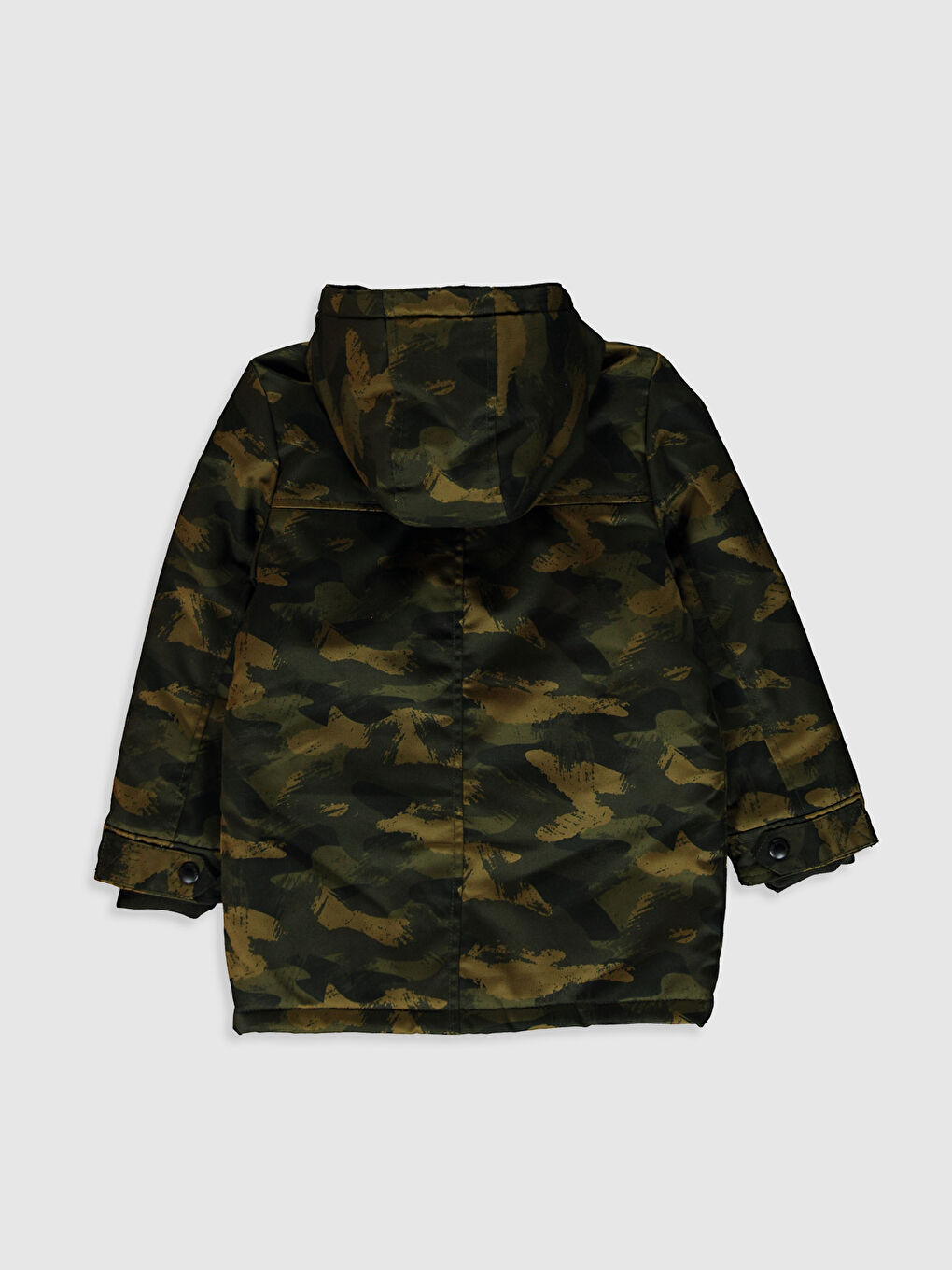 Haki Erkek Çocuk Kamuflaj Desenli Kalın Kaban-1