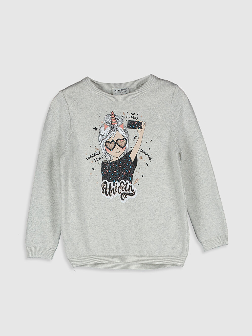 Beyaz Bisiklet Yaka Uzun Kollu Kız Çocuk Kazak