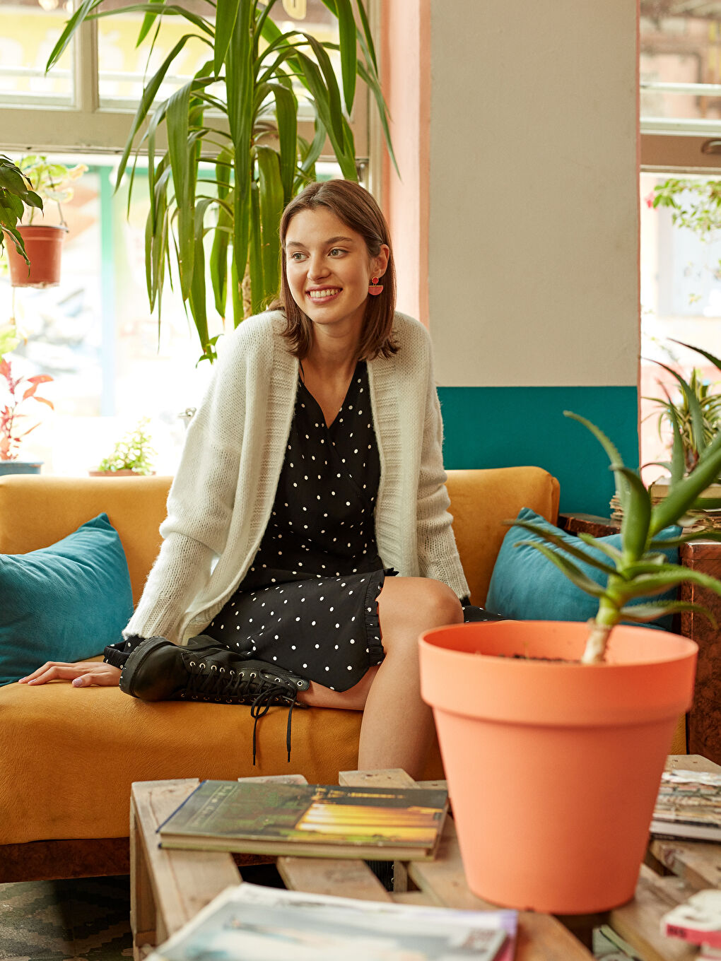 Женский кардиган с длинным рукавом из трикотажа