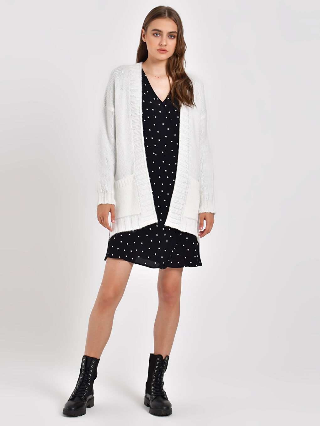 Женский кардиган с длинным рукавом из трикотажа-3