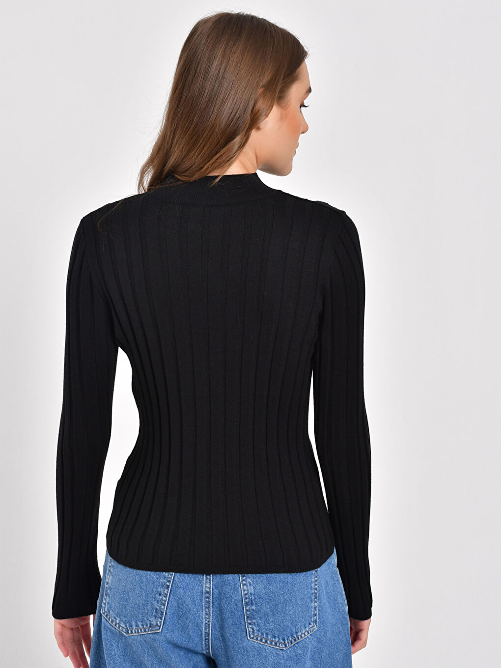 Siyah Yarım Balıkçı Yaka Triko Kazak-6