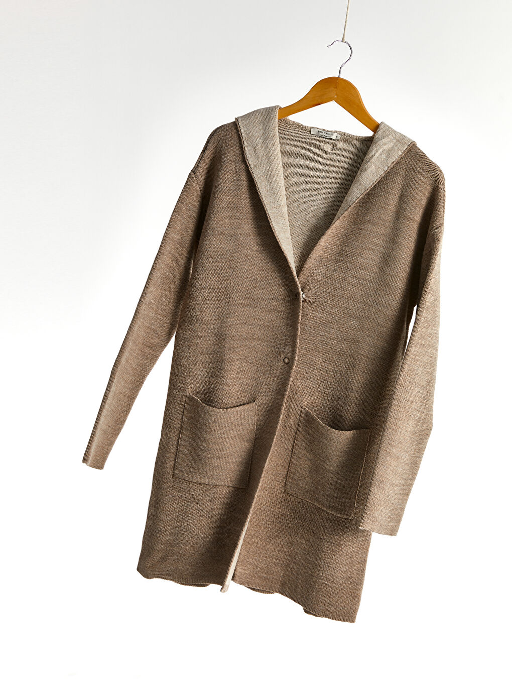 Женский кардиган с капюшоном и длинным рукавом-1