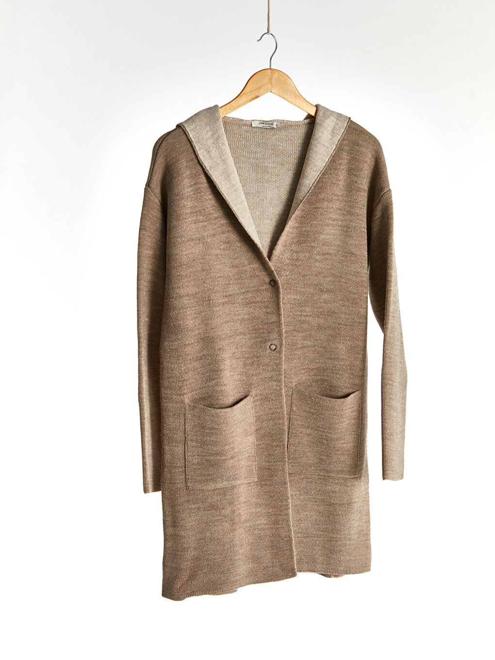 Женский кардиган с капюшоном и длинным рукавом-2