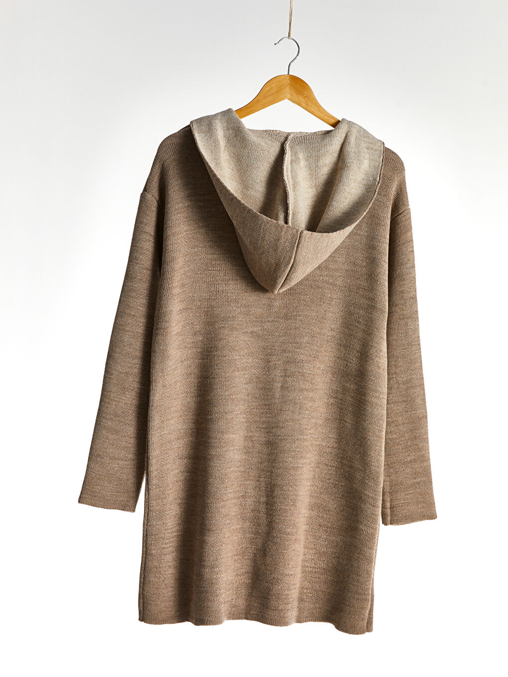 Женский кардиган с капюшоном и длинным рукавом-3