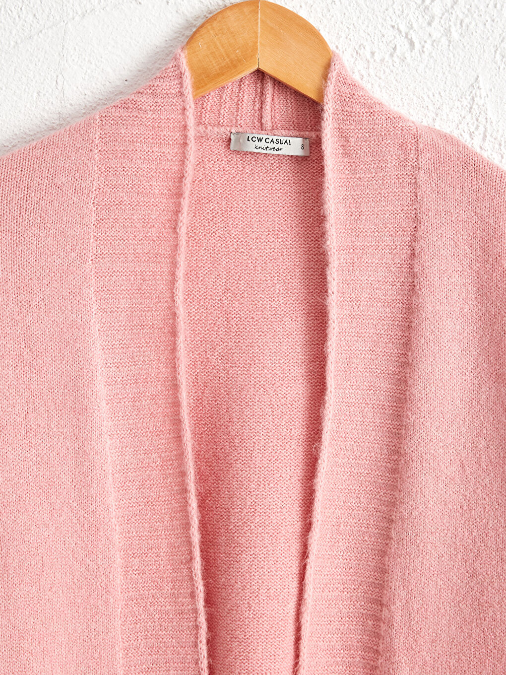 Pembe Uzun Kollu Kadın Cepli Triko Hırka-2