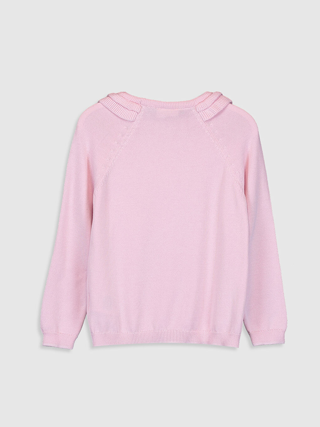 Pembe Kız Çocuk Desenli İnce Triko Kazak-1