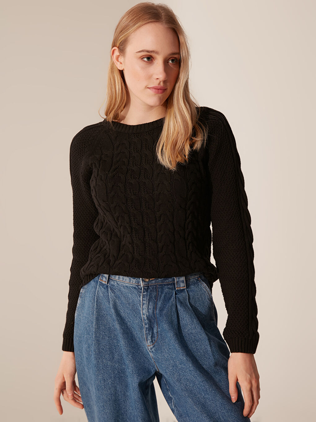 Свитер с круглым вырезом и длинным рукавом для женщин-2