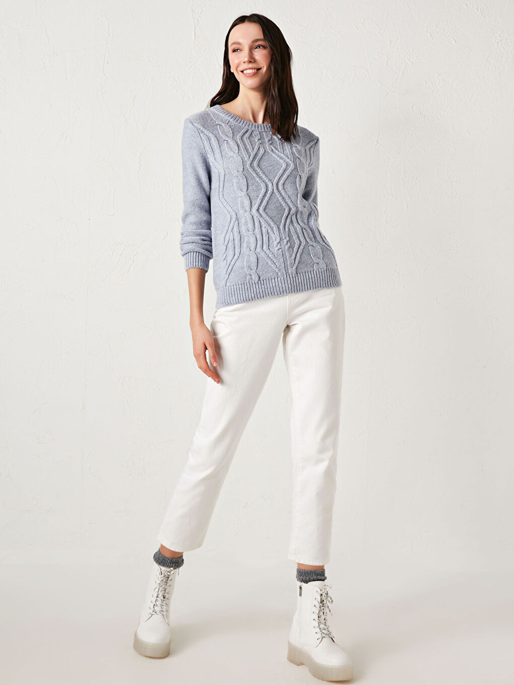 Crew Neck Acrylic Tricot Jumper-1