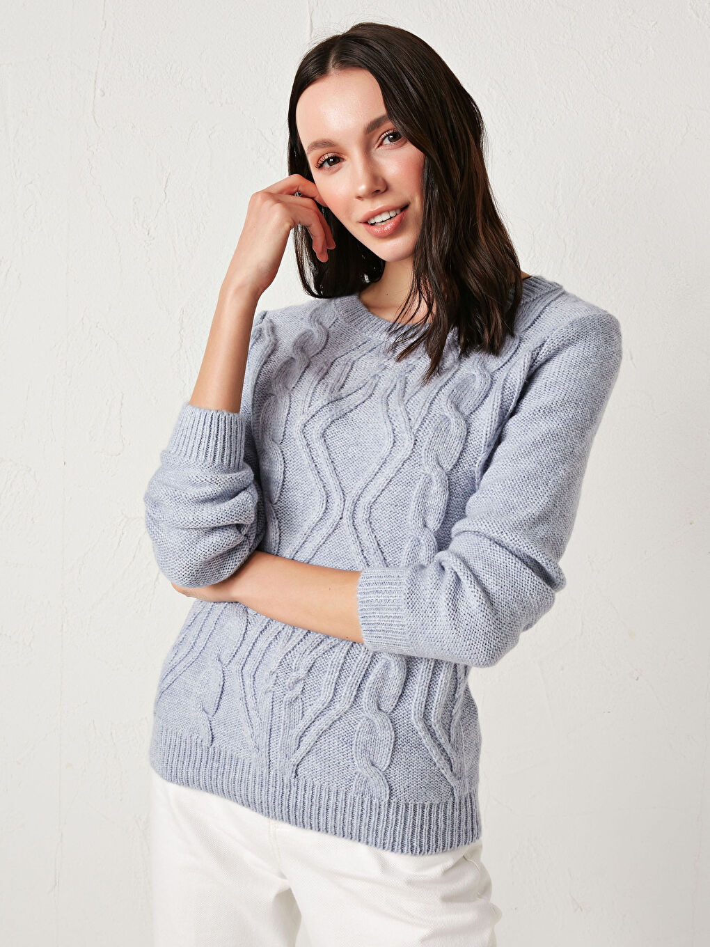 Crew Neck Acrylic Tricot Jumper-3