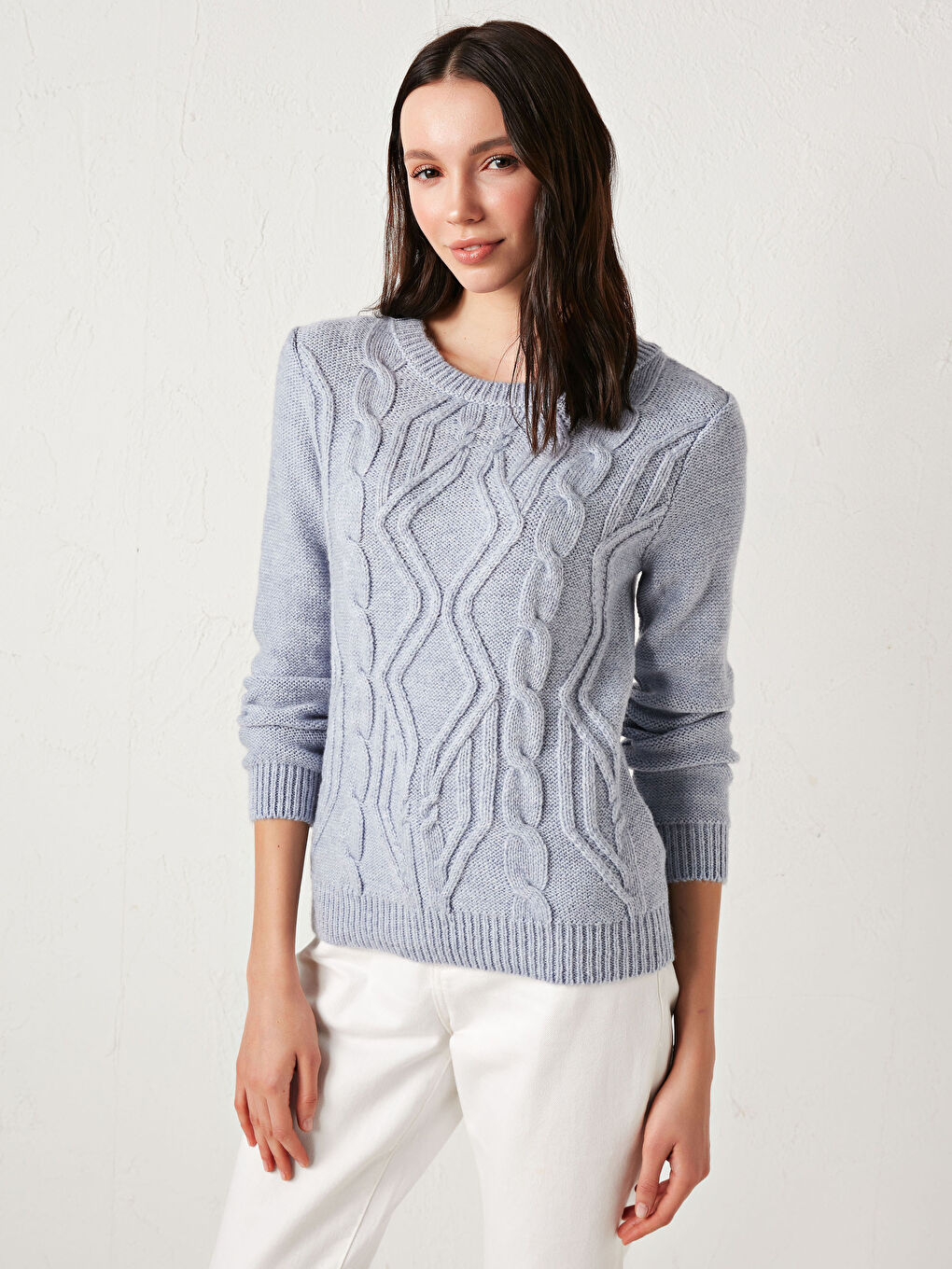 Crew Neck Acrylic Tricot Jumper-4
