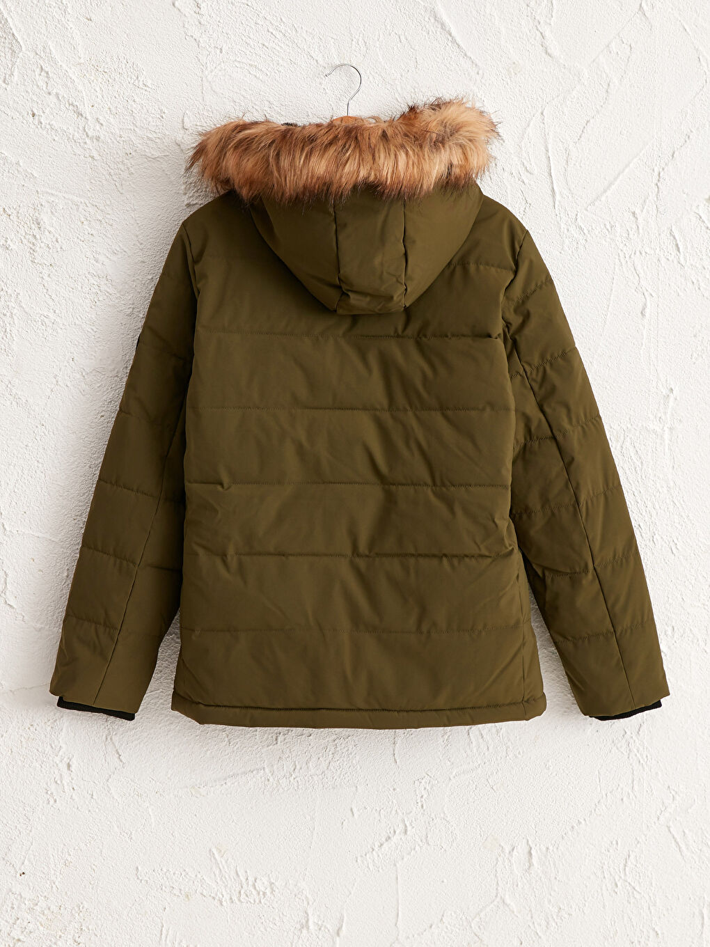 Удобное пальто с меховым воротником, короткое и теплое-2