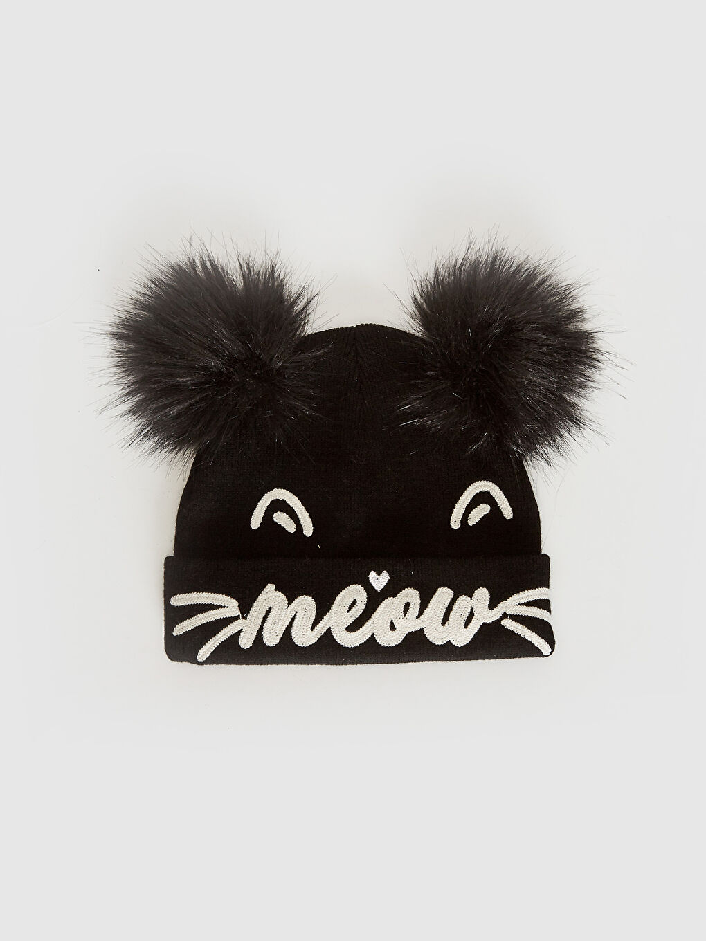 Girl's Tricot Beret with Pompoms