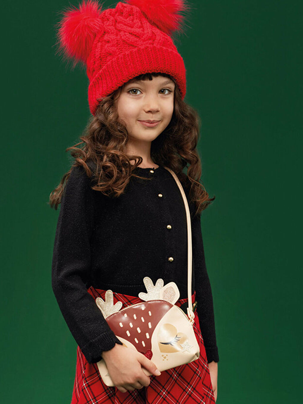 Girl's Tricot Beret with Pompoms