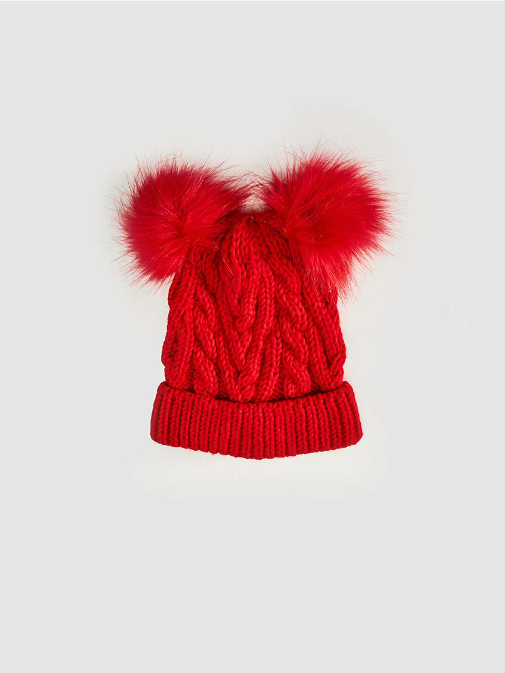 Girl's Tricot Beret with Pompoms-2