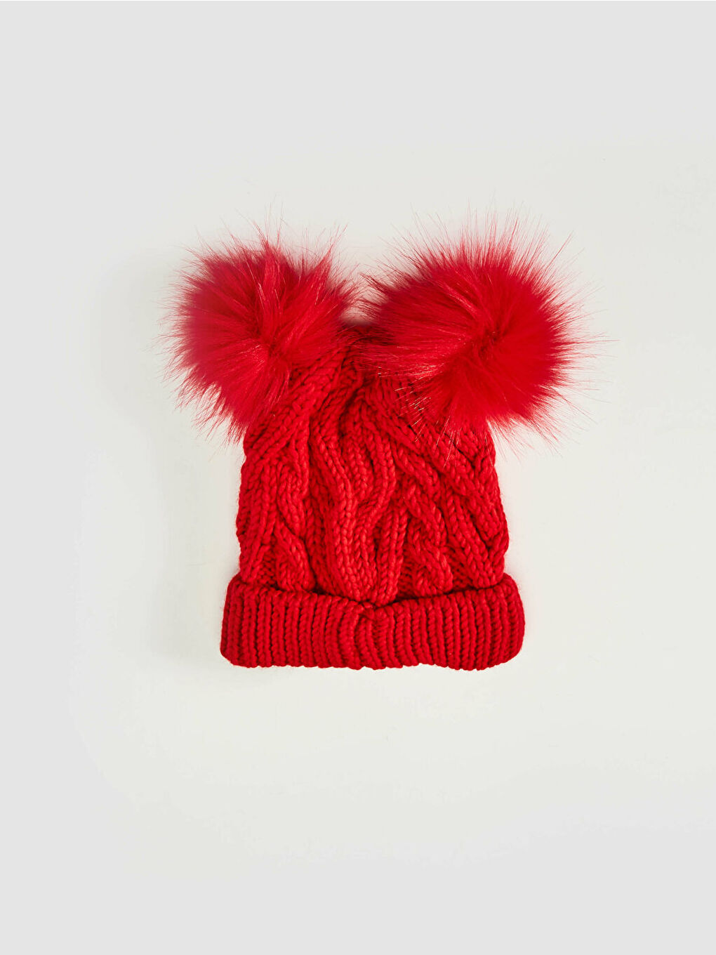 Girl's Tricot Beret with Pompoms-3