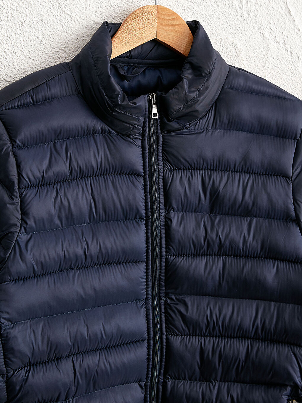 Lacivert Dik Yaka Erkek Şişme Mont-9