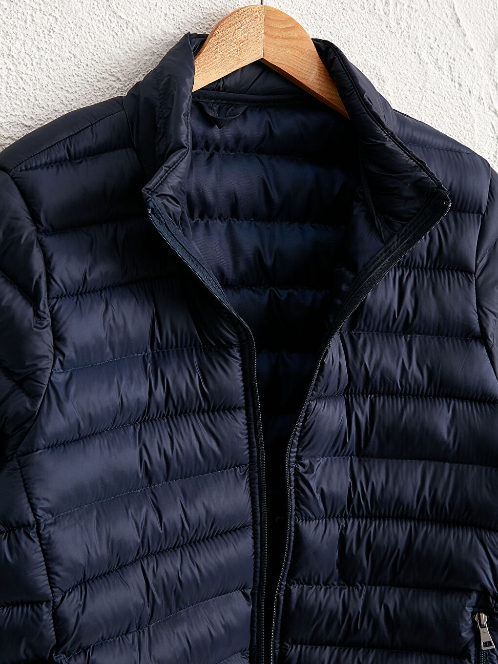 Lacivert Dik Yaka Erkek Şişme Mont-10