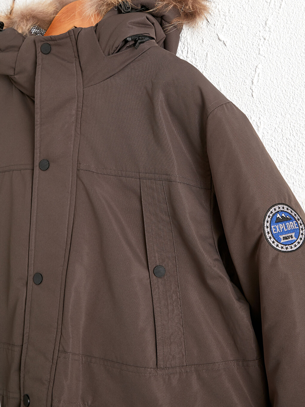 Comfortable Fit Fur Parka with Hood-4