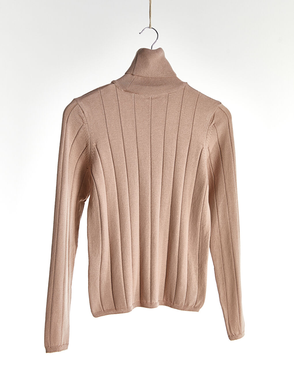 Pembe Balıkçı Yaka Triko Uzun Kollu Kadın Kazak-1