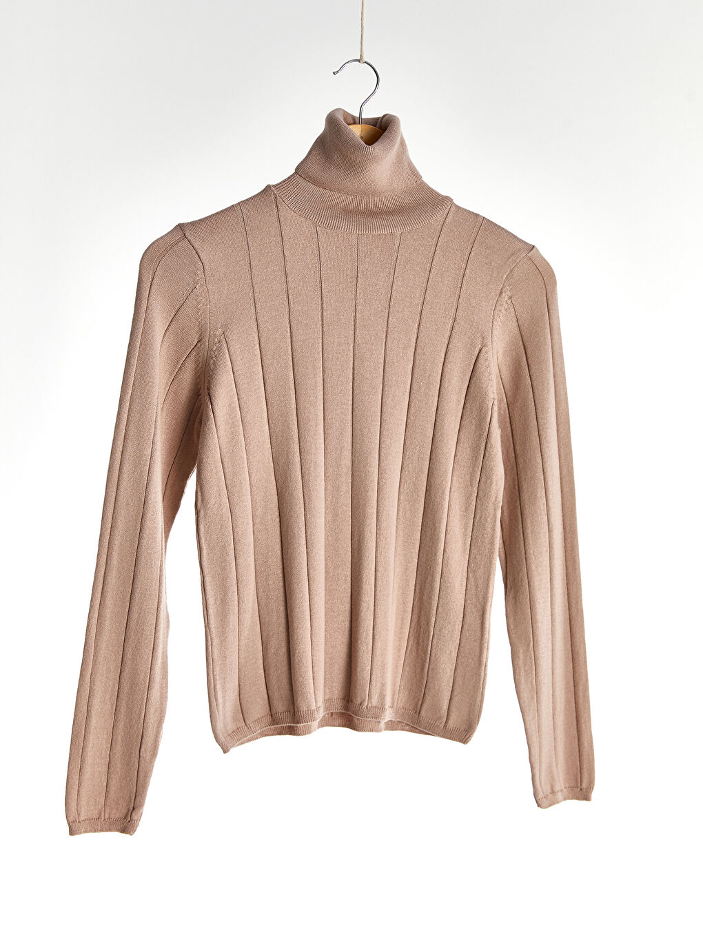 Pembe Balıkçı Yaka Triko Uzun Kollu Kadın Kazak