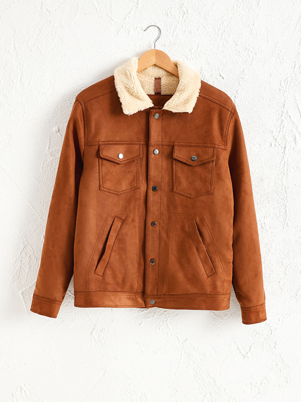 LC Waikiki Slim Fit Fur Collar Suede Men Coat -0W2025Z8-JJL