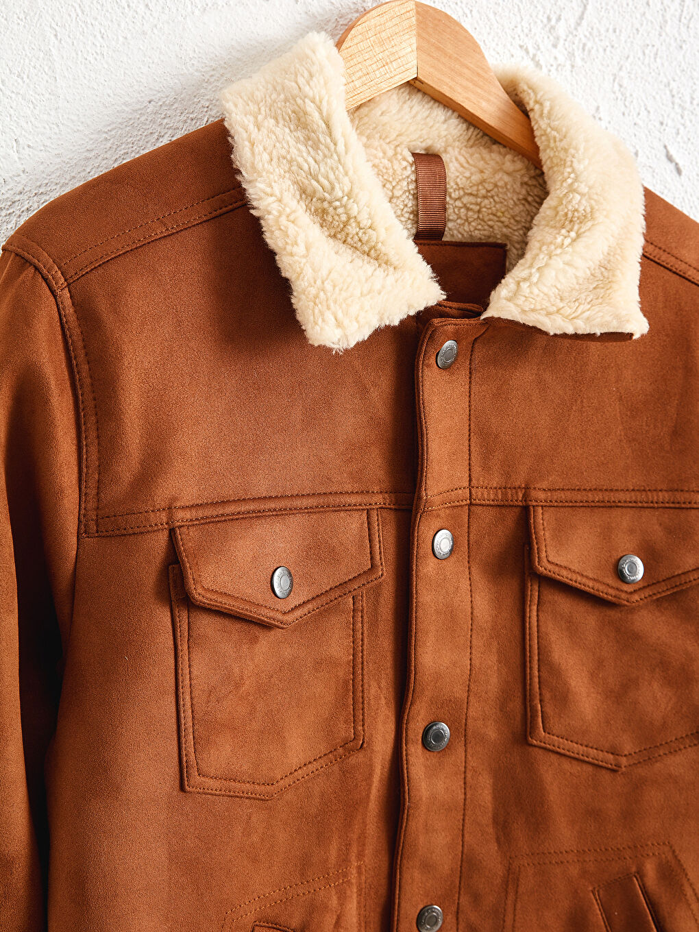 LC Waikiki Slim Fit Fur Collar Suede Men Coat -0W2025Z8-JJL