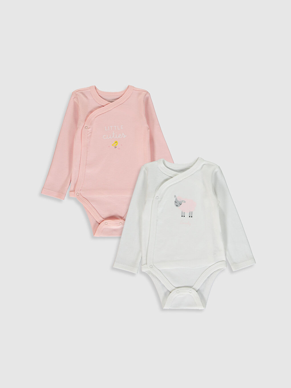 Ekru Kız Bebek Çıtçıtlı Body 2'li