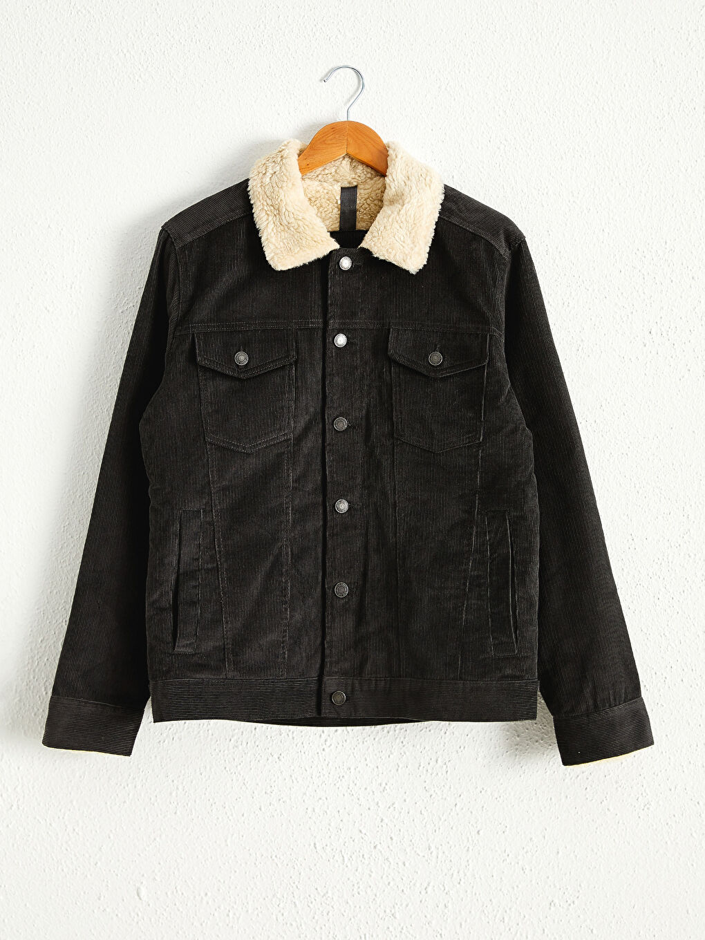 Velvet Coat with Plush Fur Collar-6