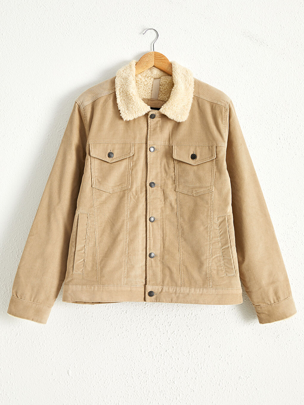 Velvet Coat with Plush Fur Collar