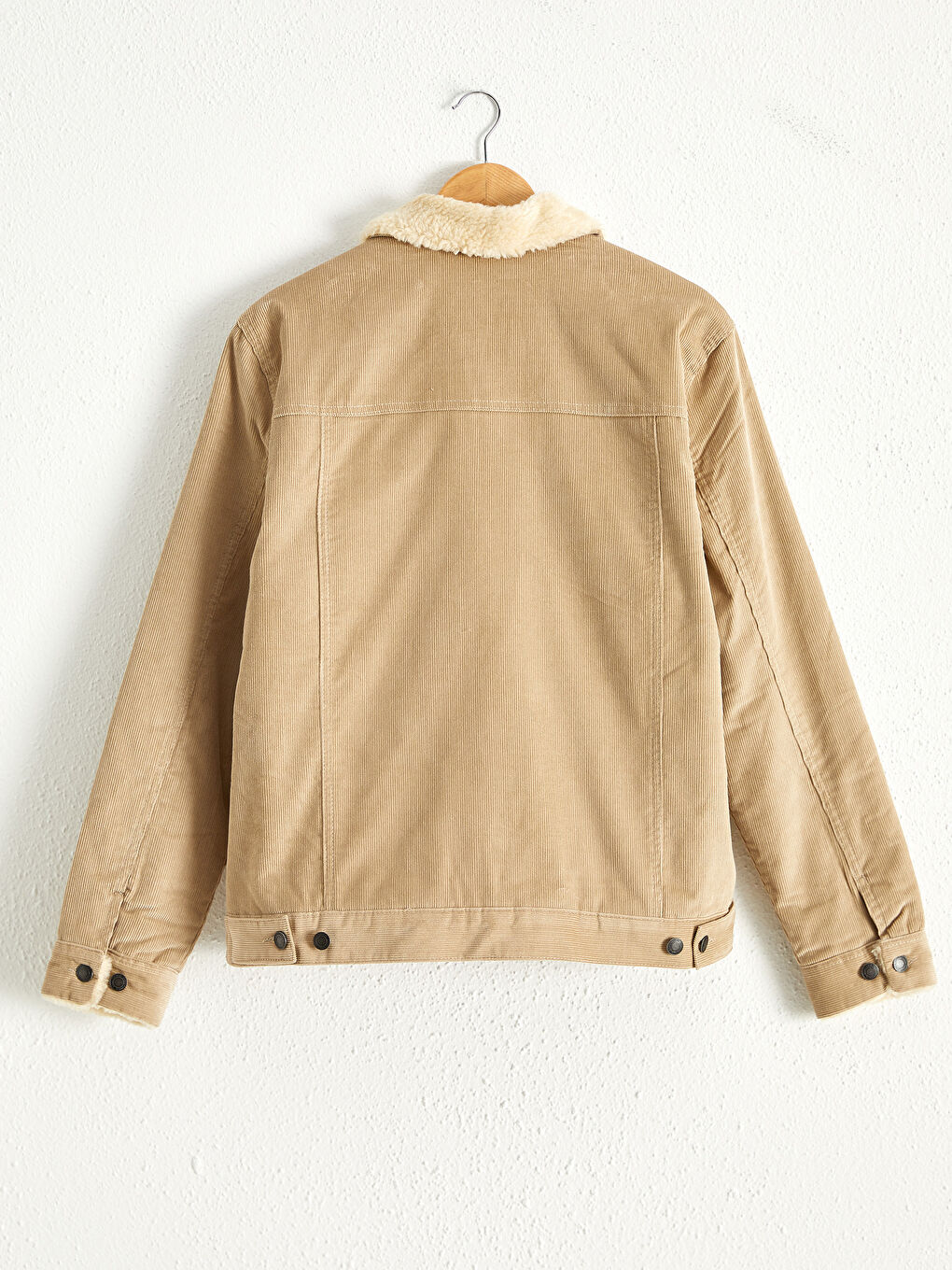 Velvet Coat with Plush Fur Collar-3