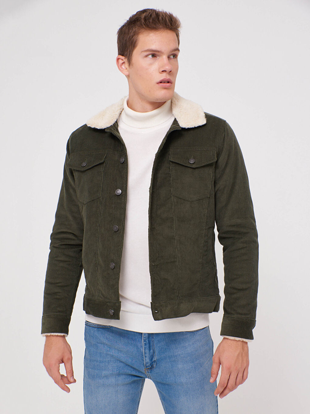 Velvet Coat with Plush Fur Collar