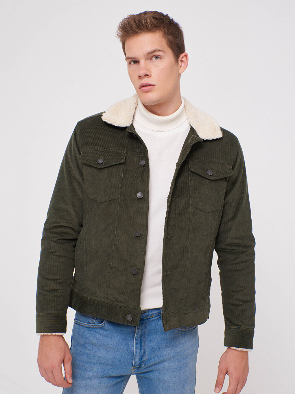 Velvet Coat with Plush Fur Collar-1