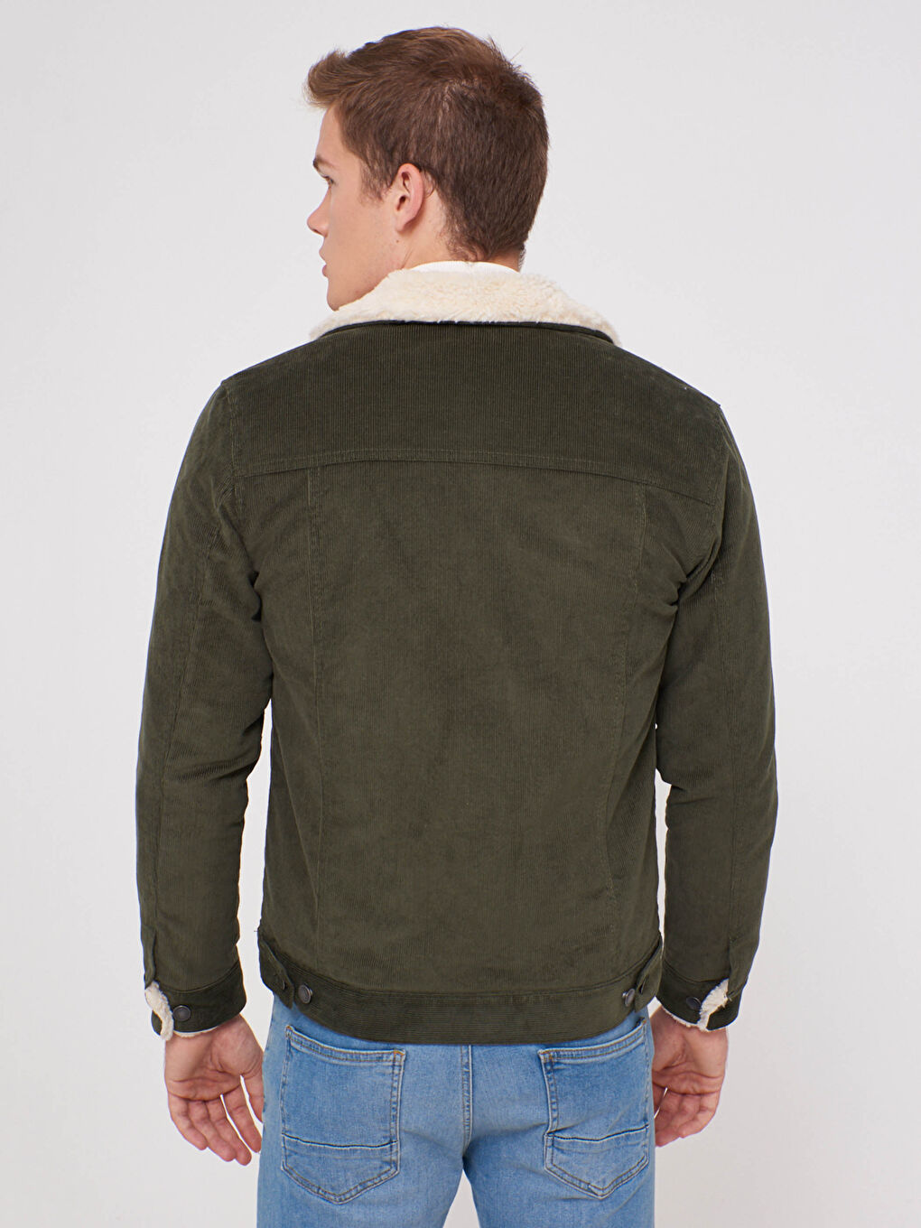 Velvet Coat with Plush Fur Collar-3