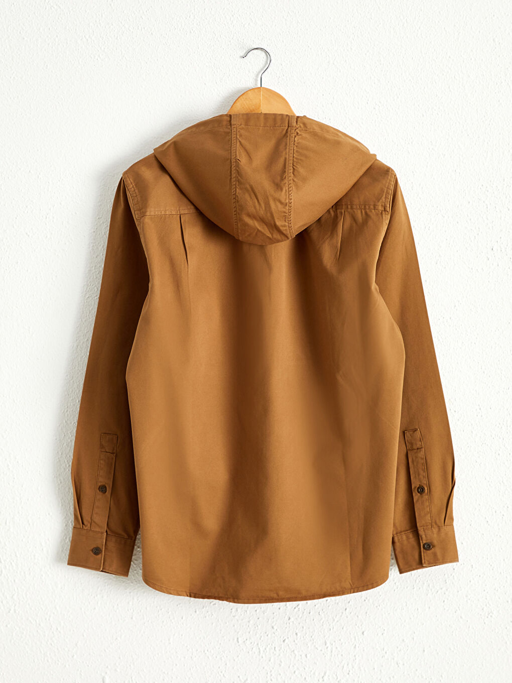 Slim fit košulja dugih rukava od gabardina sa kapuljačom-1