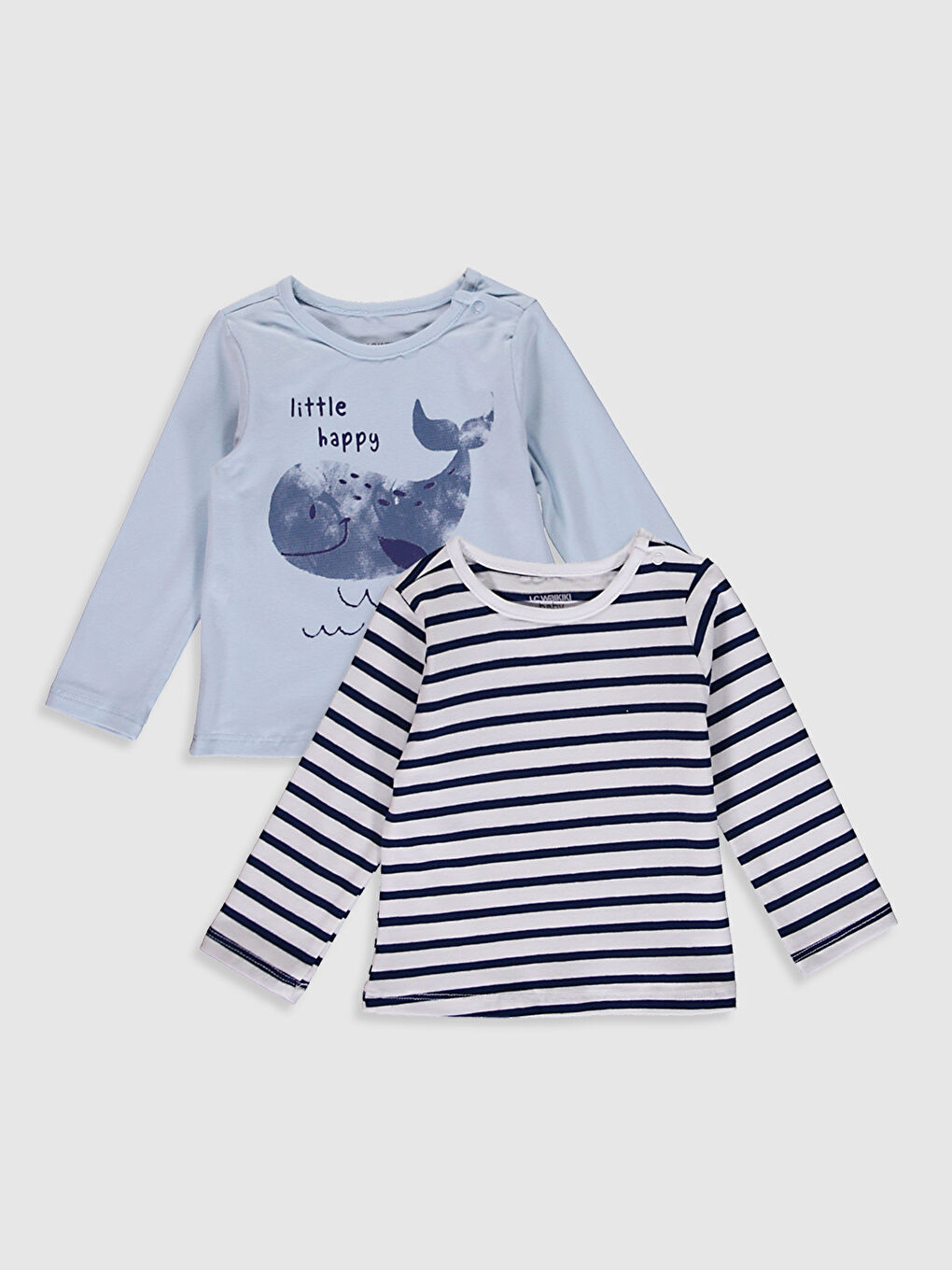 Crew Neck Long Sleeve Printed Baby Boys' T-Shirt 2 Pack