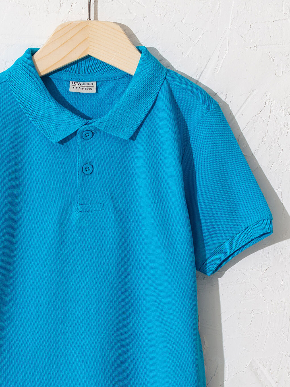 Turkuaz Erkek Çocuk Polo Yaka Pamuklu Basic Tişört-2