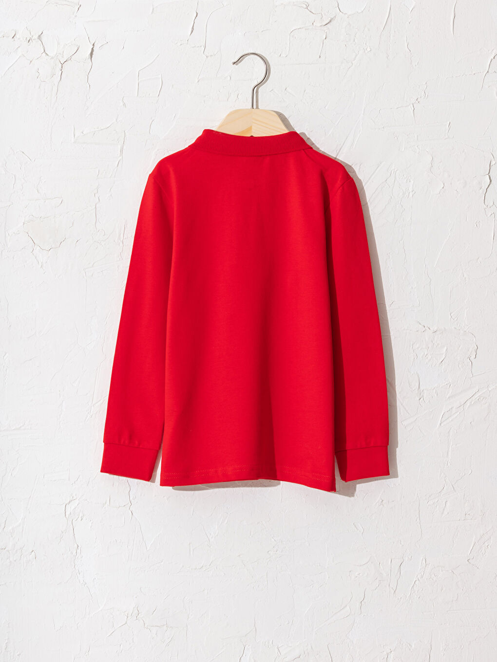 Kırmızı Erkek Çocuk Polo Yaka Pamuklu Basic Tişört-1