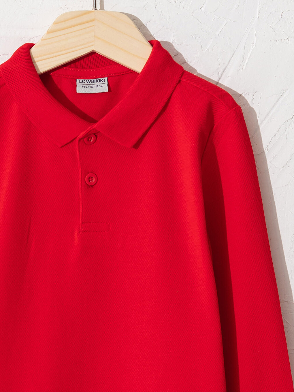 Kırmızı Erkek Çocuk Polo Yaka Pamuklu Basic Tişört-2