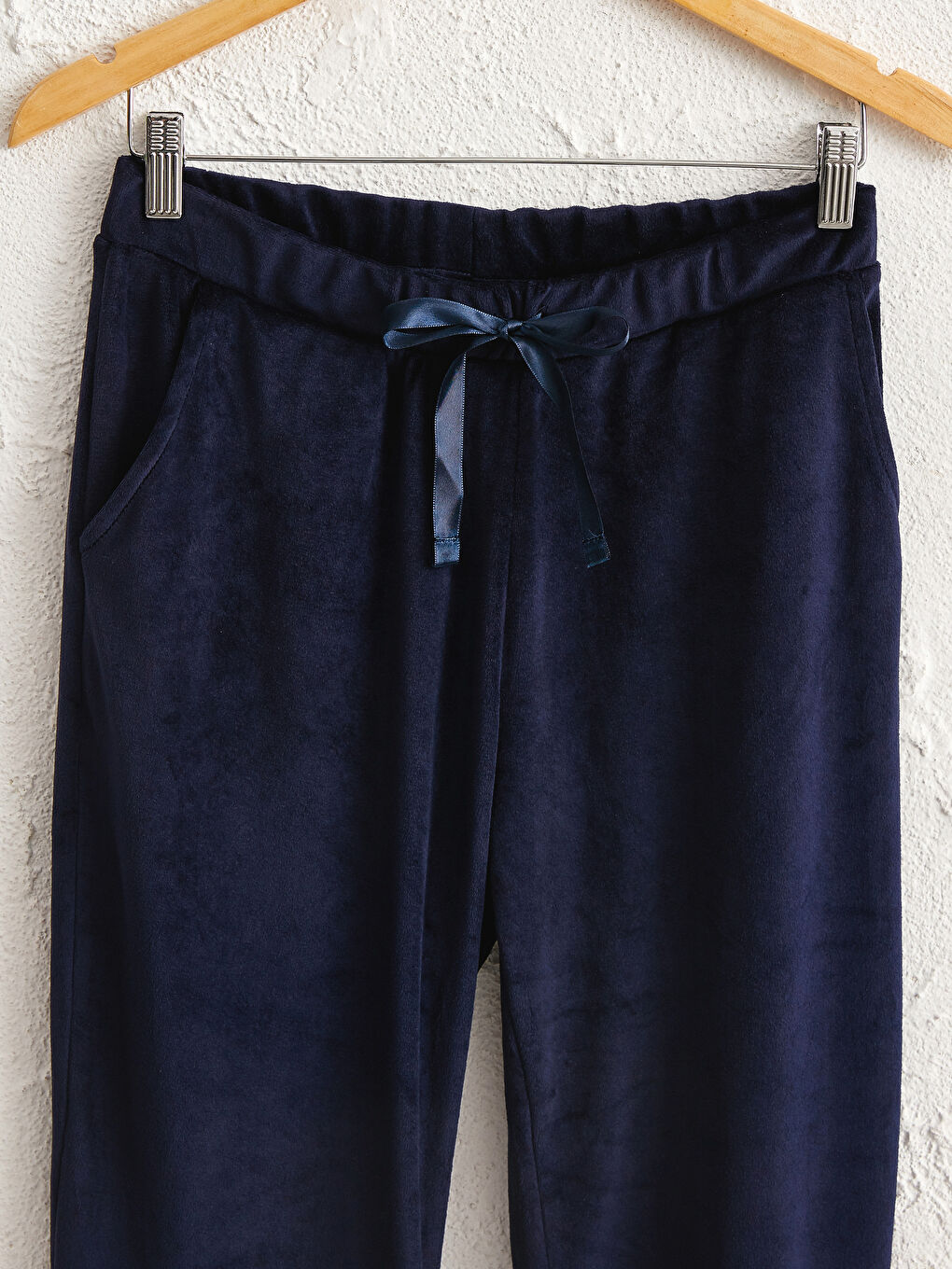 Lacivert Kadife Kadın Kadife Pijama Alt-2