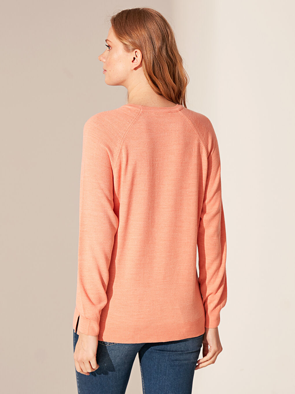 Женщины Оранжевый Свитер-3