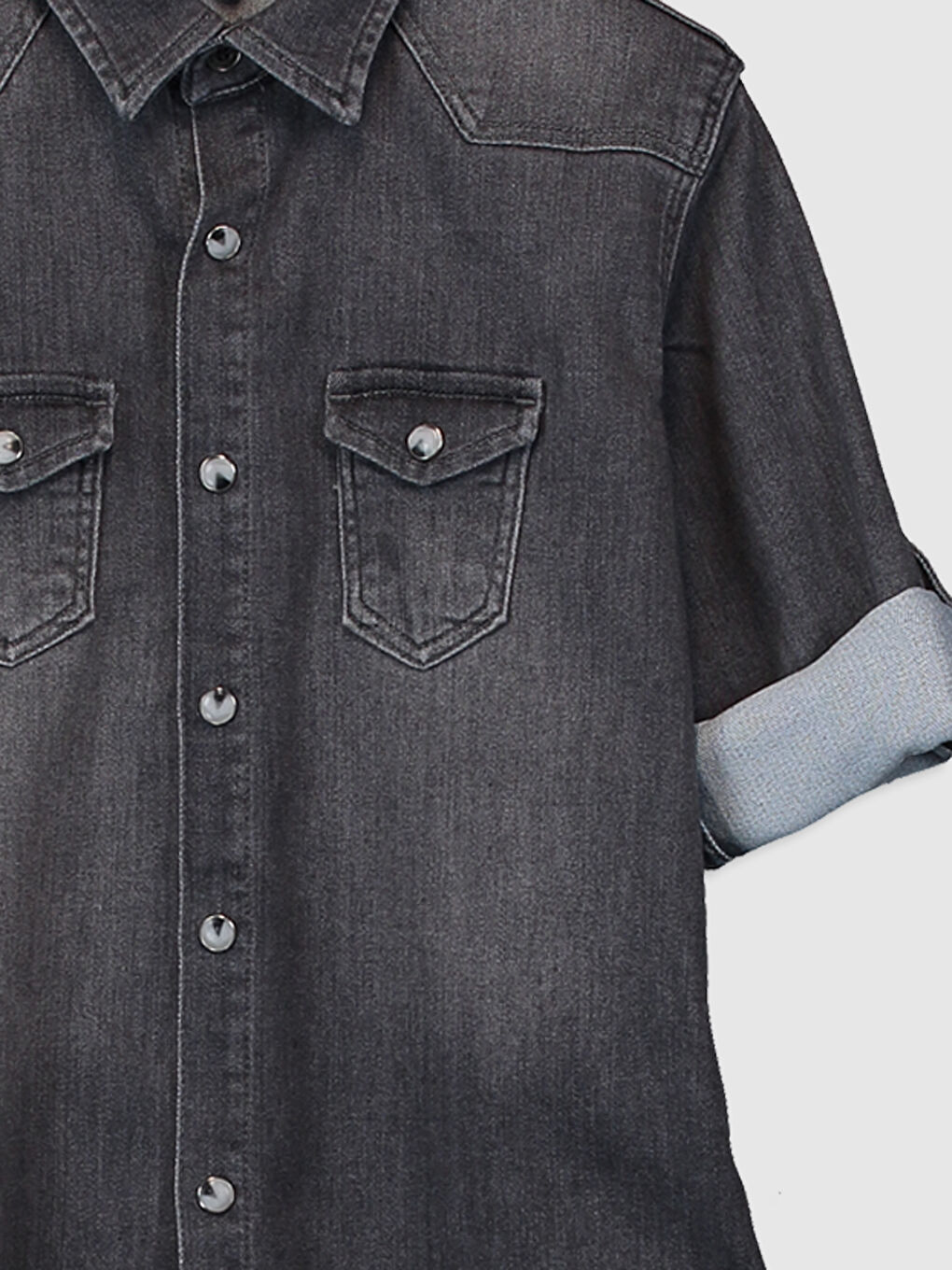 Gri Erkek Çocuk Jean Gömlek-2