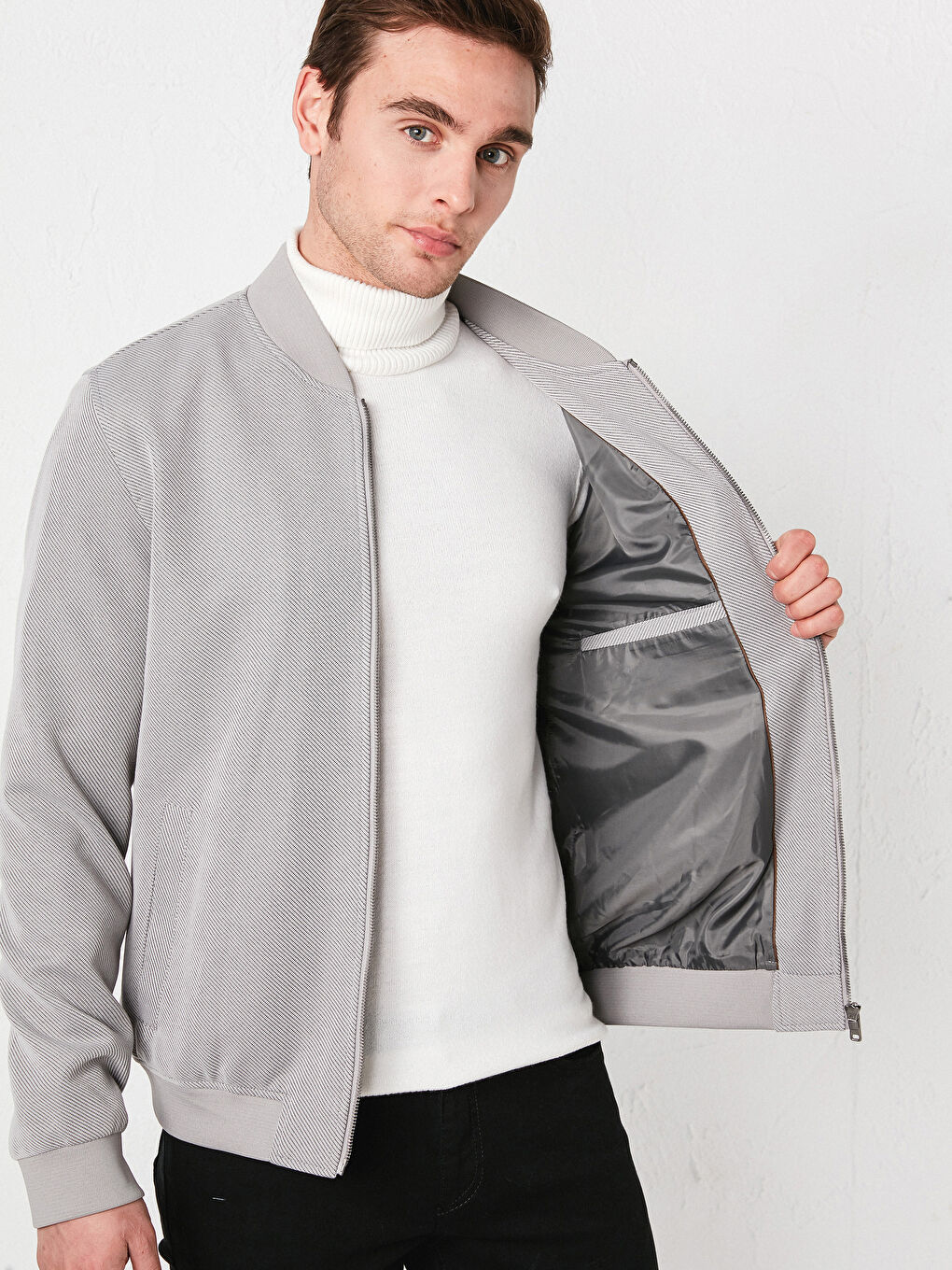 Standard Pattern College Collar Slim Men's Coat-2