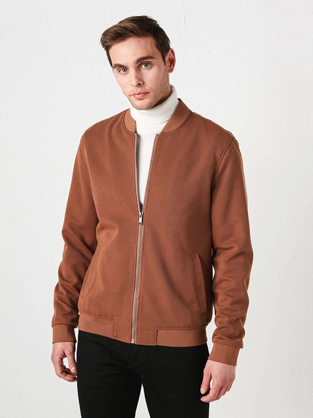 Manteau Slim pour Hommes à Motif Standard avec Col Université