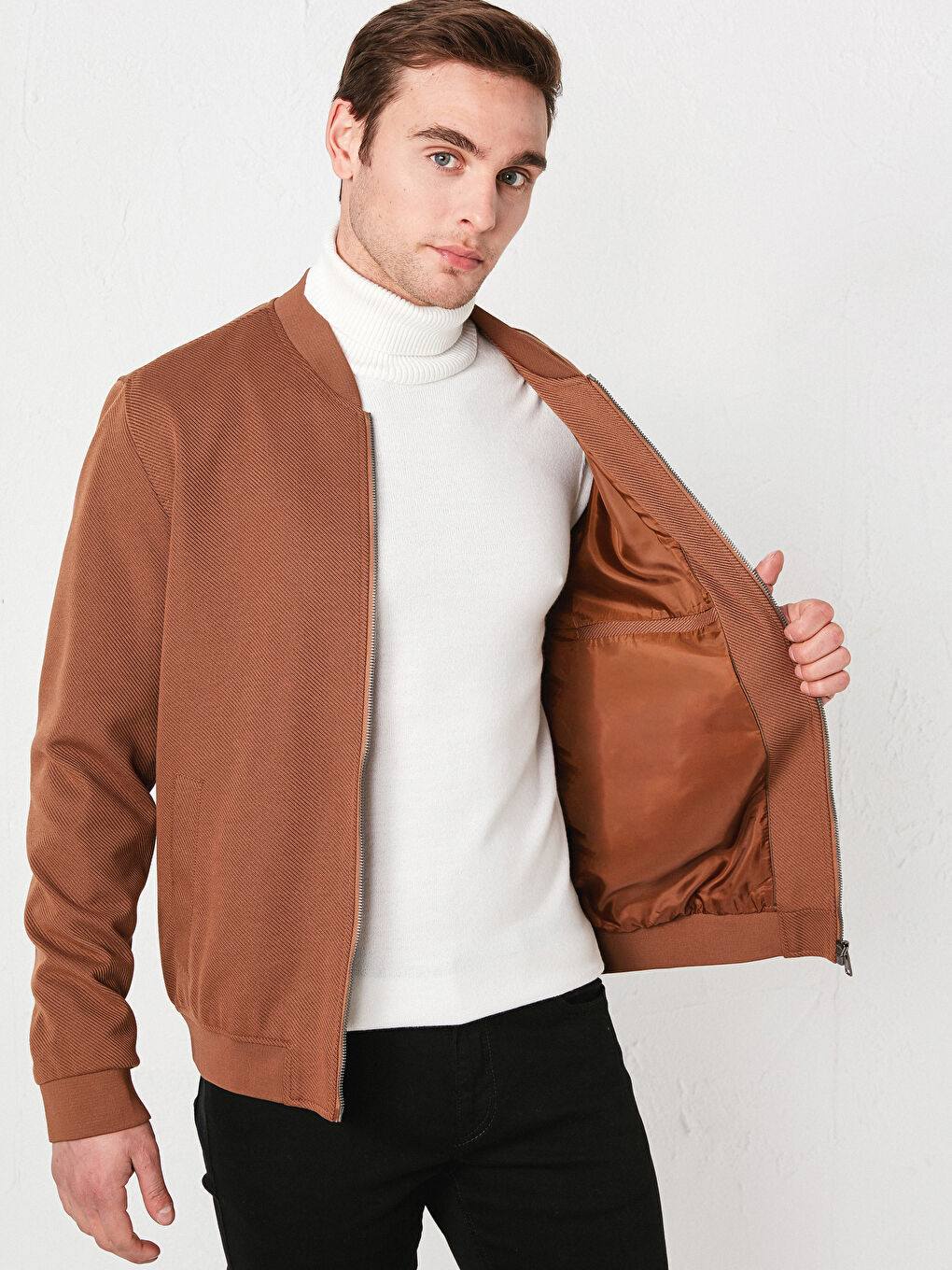 Manteau Slim pour Hommes à Motif Standard avec Col Université-2