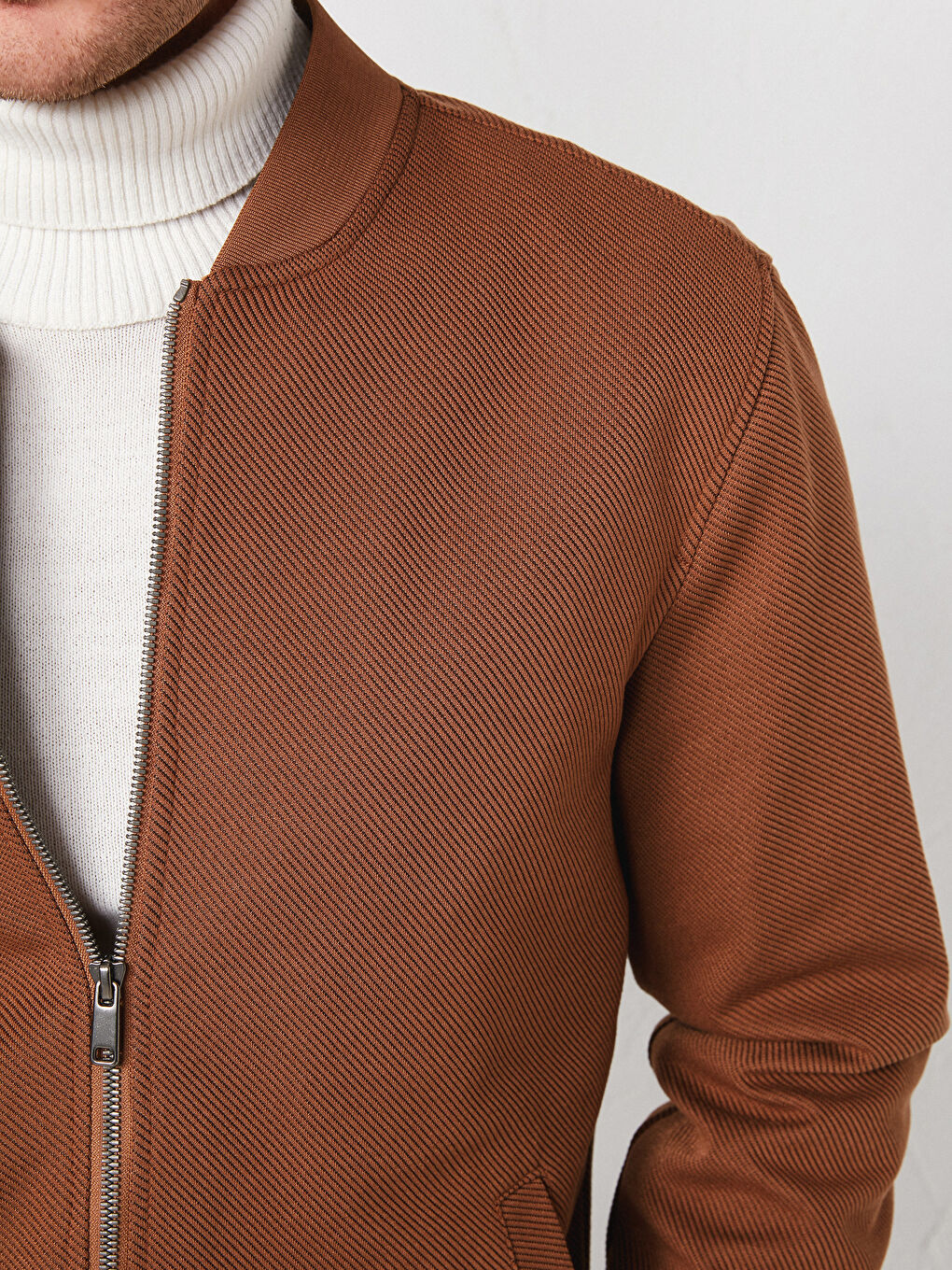 Manteau Slim pour Hommes à Motif Standard avec Col Université-3