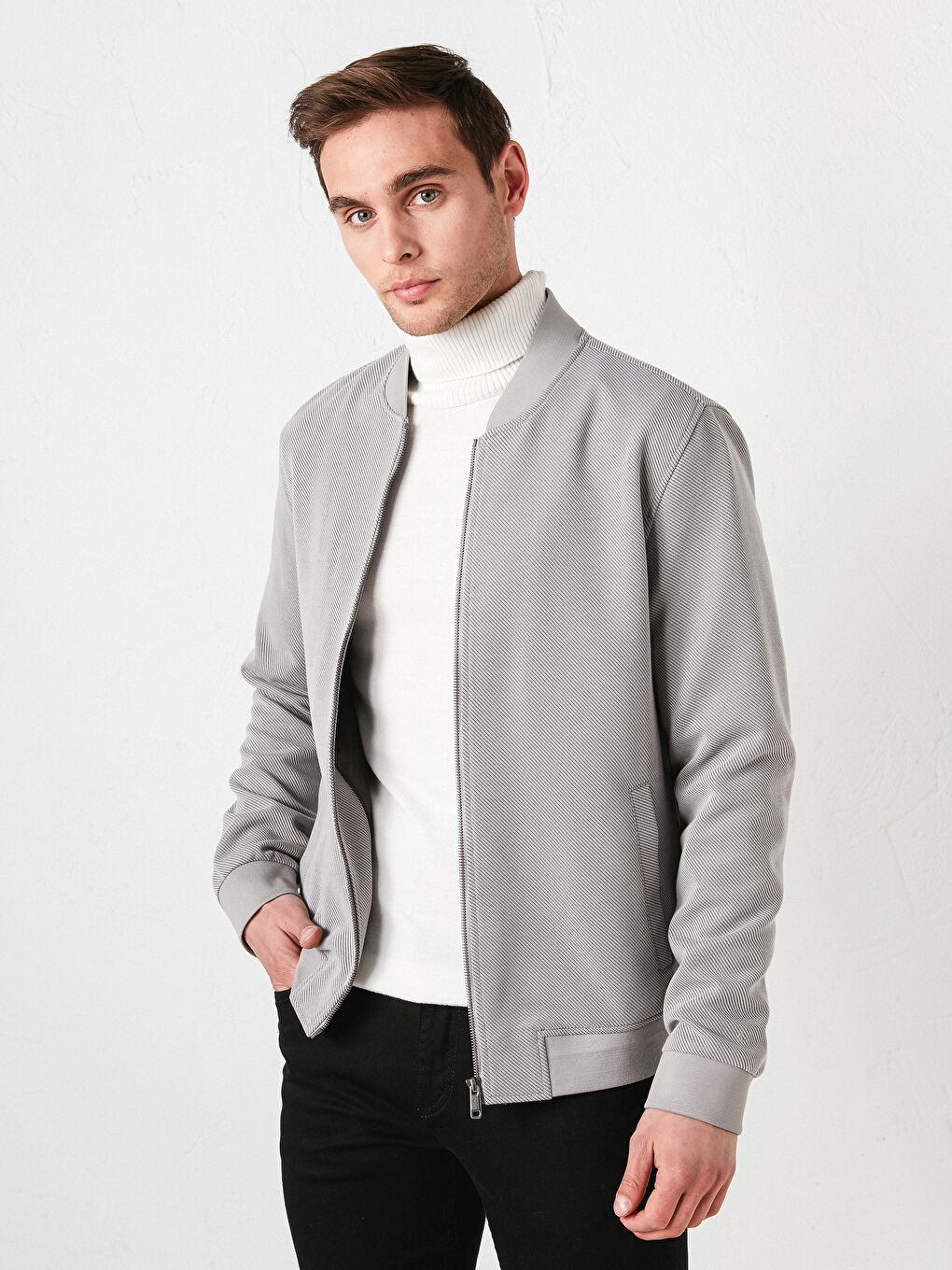 Standard Pattern College Collar Slim Men's Coat-6