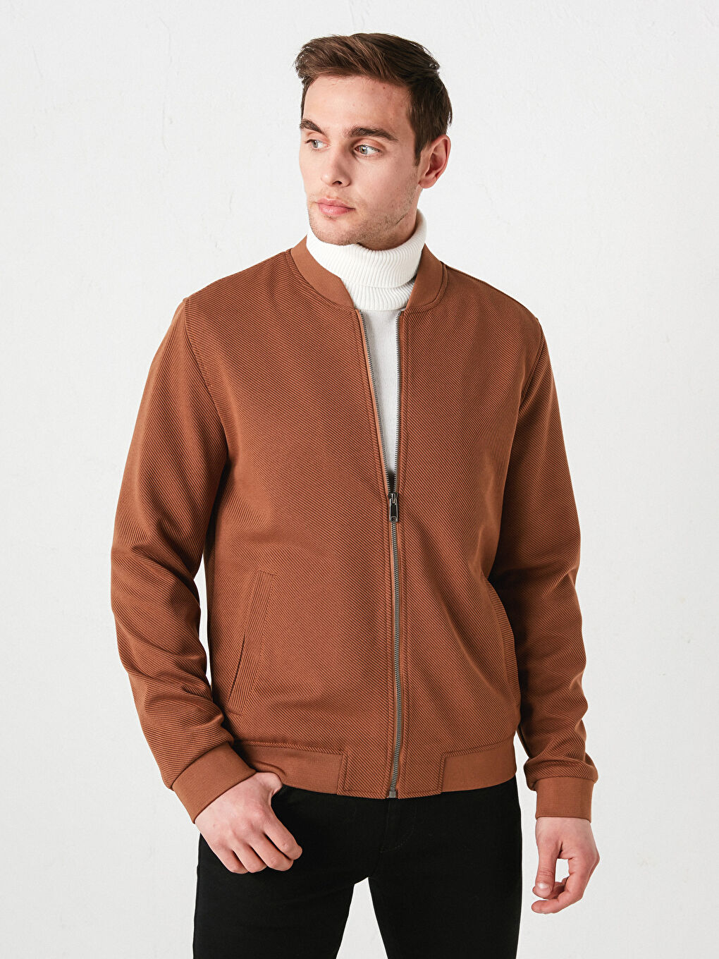 Manteau Slim pour Hommes à Motif Standard avec Col Université-6