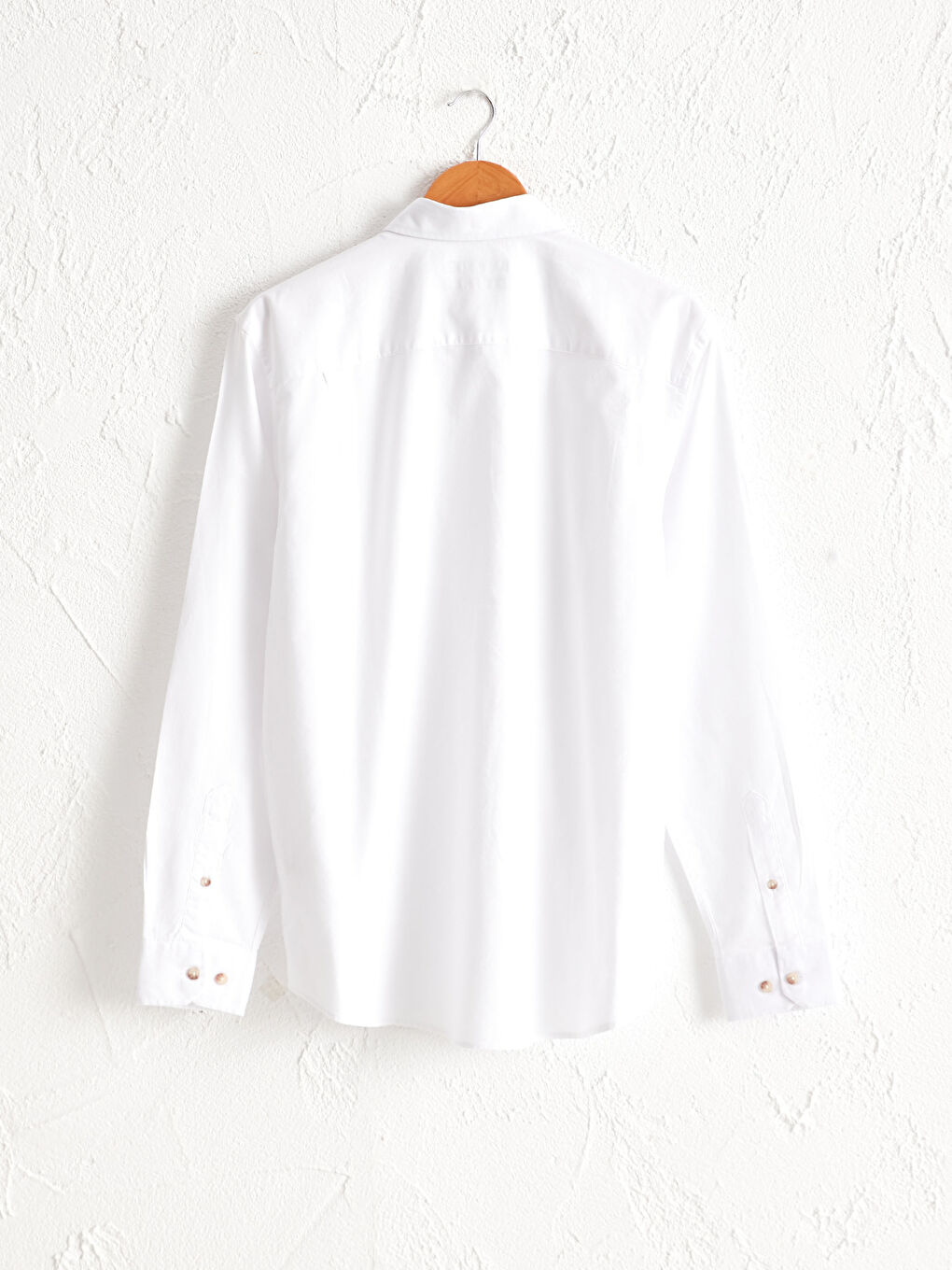 Beyaz Regular Fit Uzun Kollu Oxford Gömlek-4