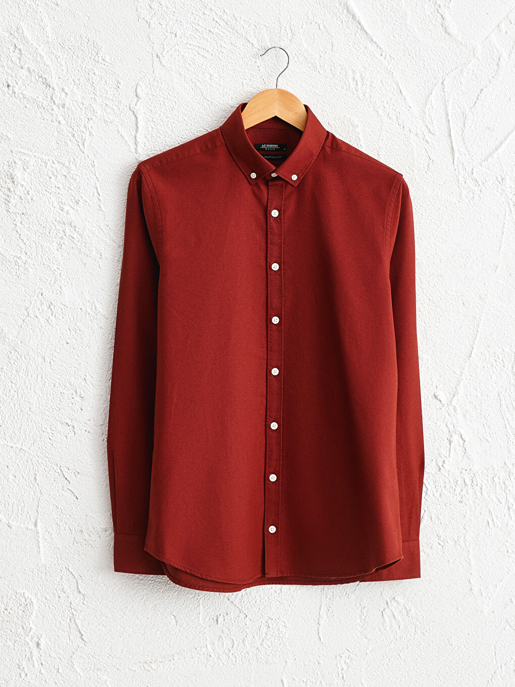 Kahverengi Slim Fit Uzun Kollu Oxford Gömlek