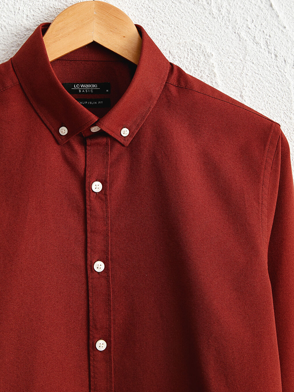 Kahverengi Slim Fit Uzun Kollu Oxford Gömlek-2